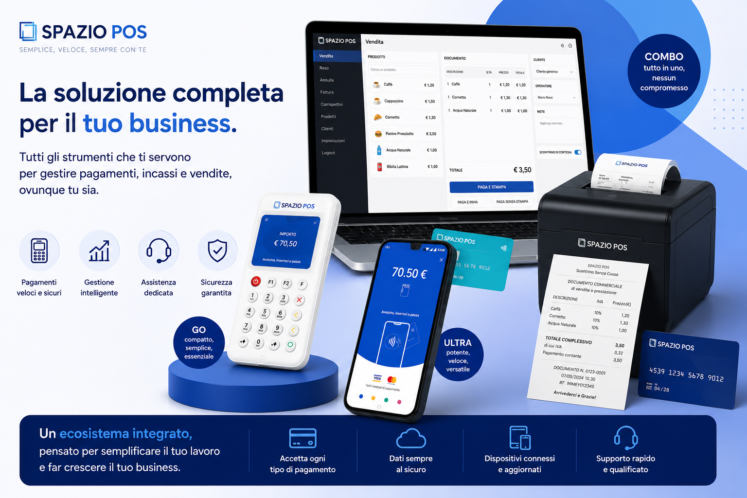 Soluzioni Spazio POS per POS, cassa digitale e pagamenti