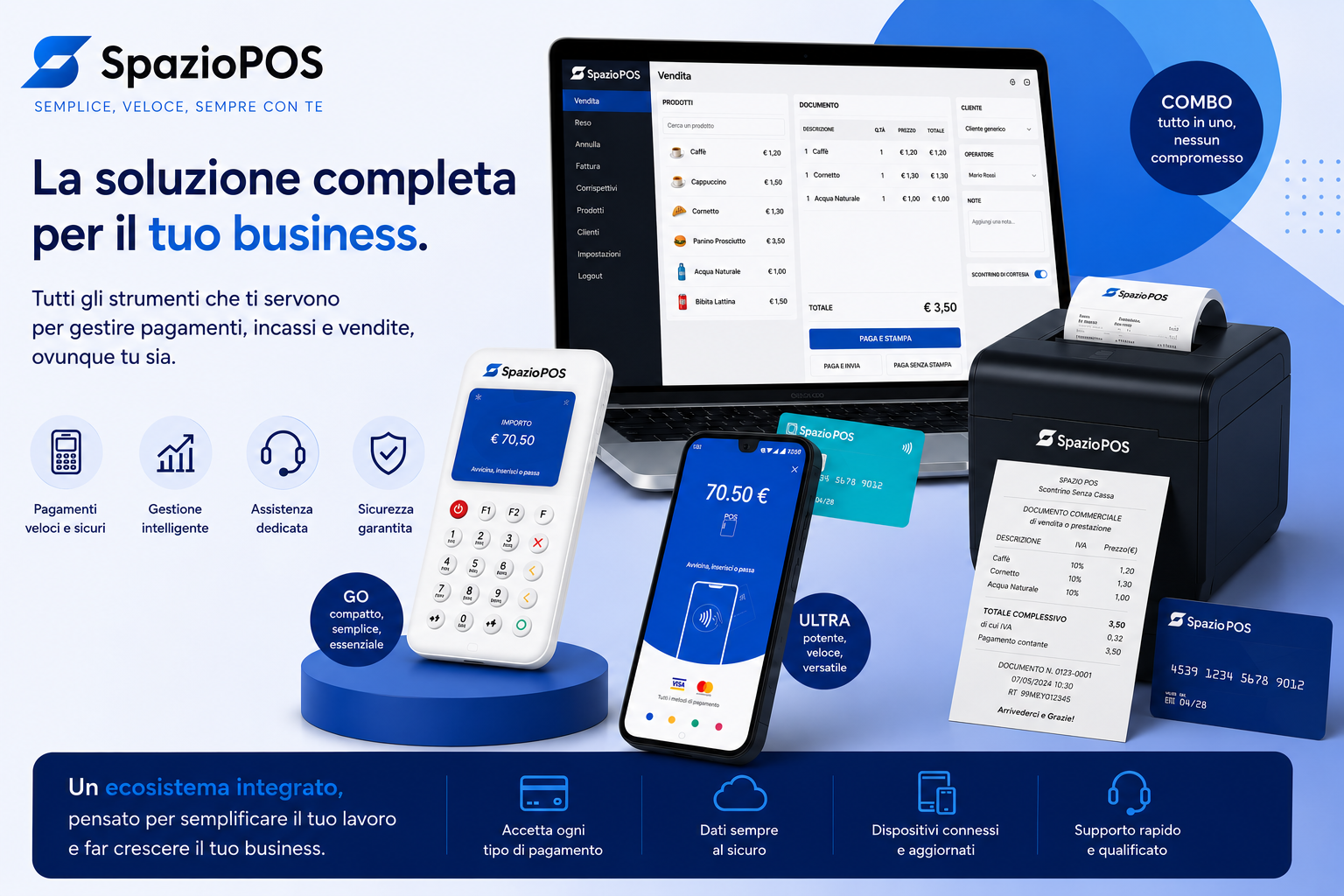 Soluzioni Spazio POS per POS, cassa digitale e pagamenti